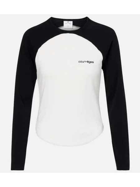 Tricou Courreges din jerseu alb