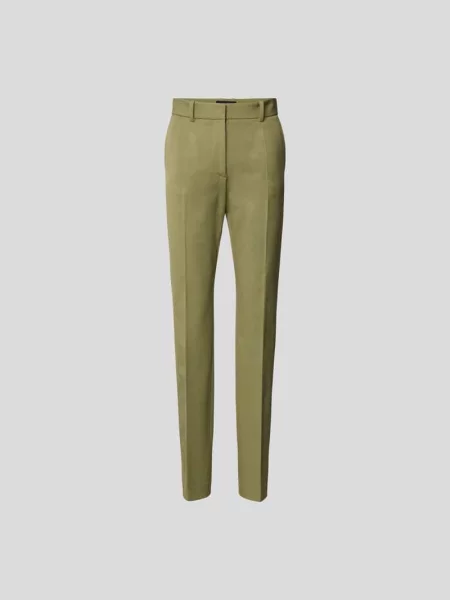 Spodnie o kroju slim fit z zakładkami w pasie Joseph oliwkowe