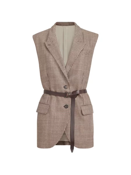 Cu centură vestă Brunello Cucinelli din piele cu model pepito