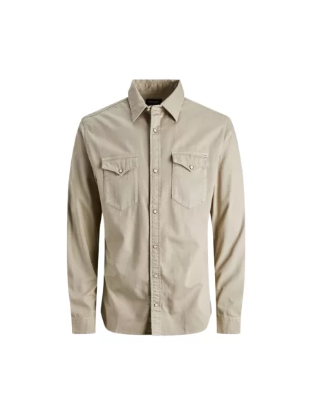 Koszula casualowa o kroju slim fit z kołnierzykiem typu kent model ‘ESHERIDAN’ Jack&jones beżowa