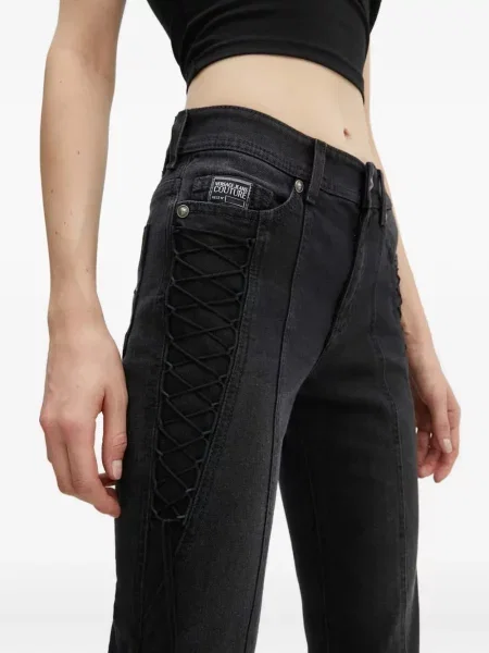 Blugi Versace Jeans Couture din dantelă negru