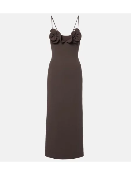 Rochie midi Magda Butrym de lână cu model floral maro