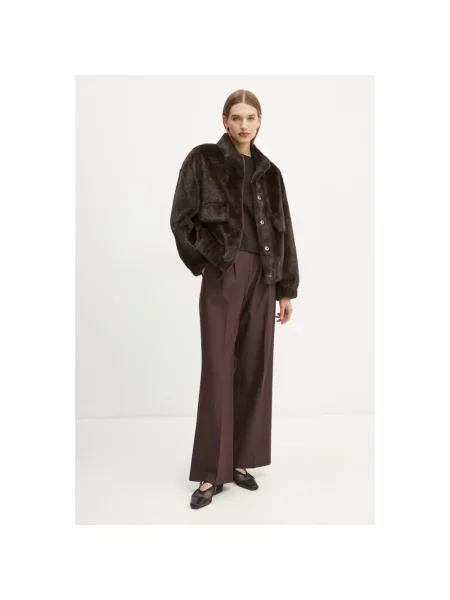 Spodnie Miles bordowy szerokie high waist brązowe