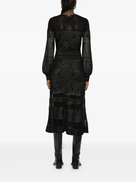 Rochie maxi Twinset cu decolteu în V de costum negru