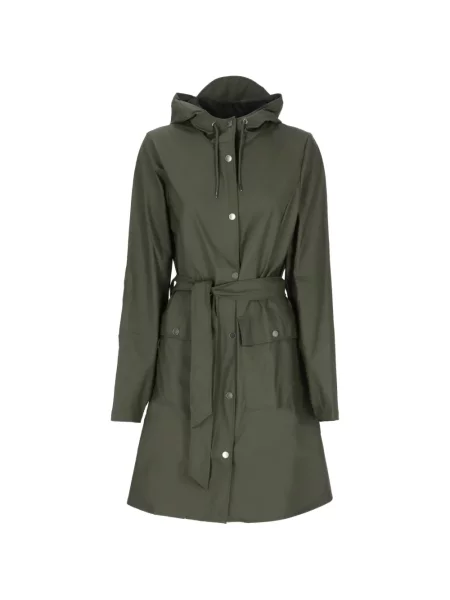 Cu centură palton Rains cu glugă verde