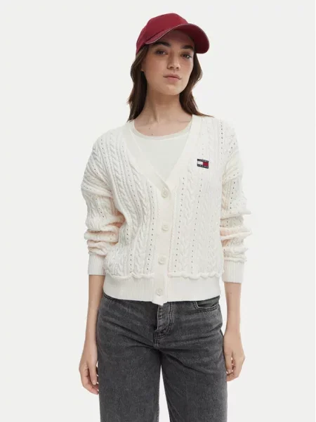 Tommy Jeans Cardigan Écru