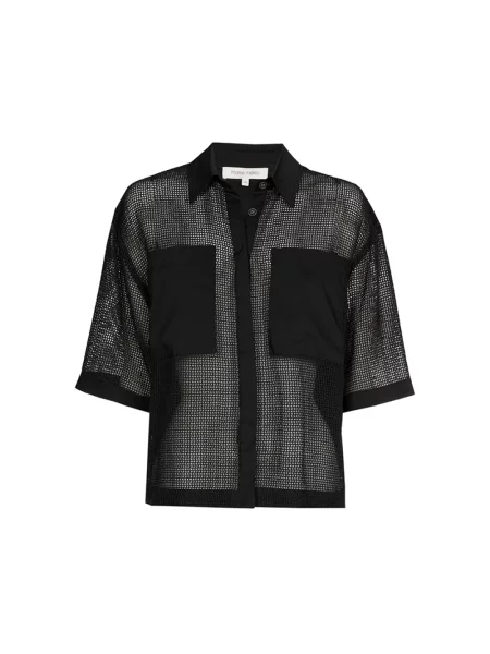 Krótka koszula Marie Méro z siateczki czarna