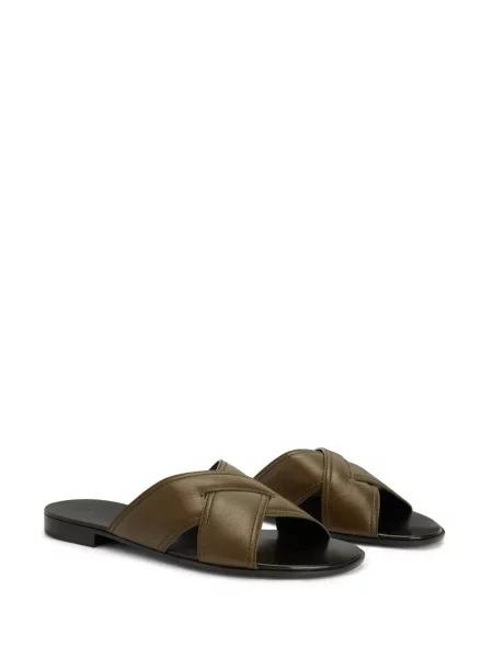 Iš natūralios odos slip on sandalai Giuseppe Zanotti žalia