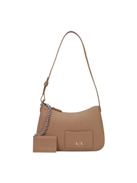 Armani Exchange torebka hobo z imitacji skóry beżowa