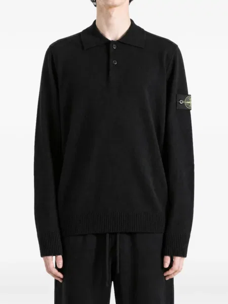 Вълнен пуловер Stone Island камъни черно