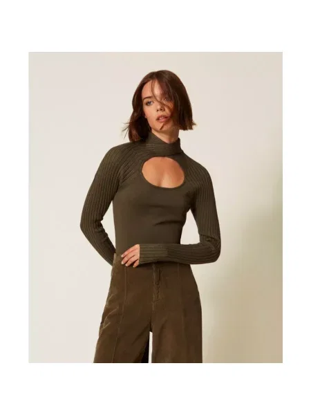 Sweter z golfem Twinset do golfa zielony