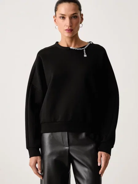 HUGO μπλούζα oversize γυναικεία με Denrietta μαύρο