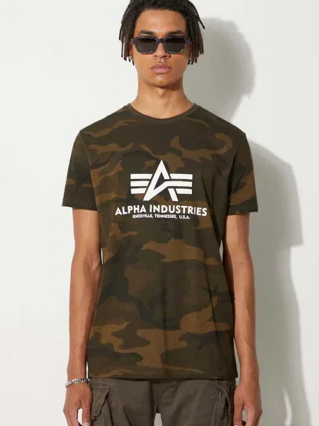 Камуфляжная футболка Alpha Industries зеленая