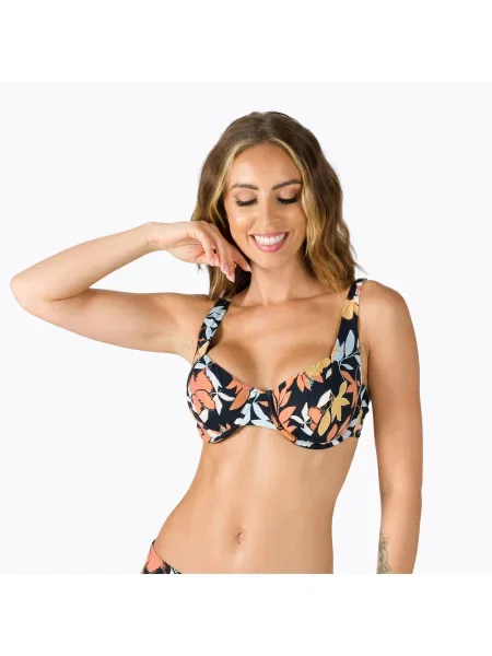 Горна част на бански костюм ROXY Beach Classics Underwired D-Cup anthracite/island vibes черно