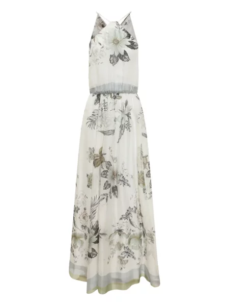 Rochie maxi Anna Molinari cu model floral de costum alb