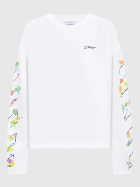 Лонгслів з брендовим квітковим принтом Off-white білий