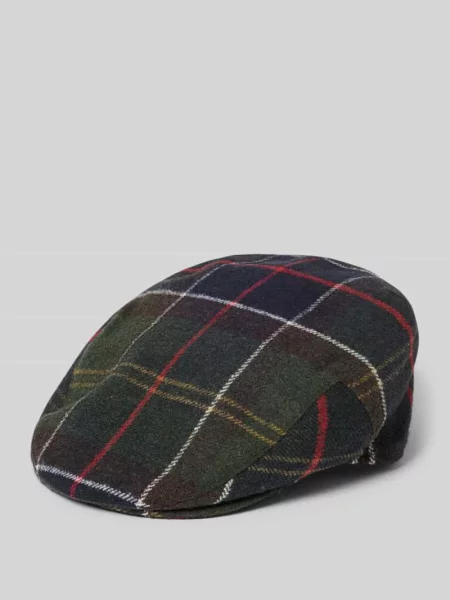 Czapka typu flat cap z opaską na kapelusz detal: Barbour zielona