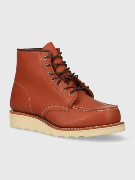 Шкіряні черевики Red Wing Moc Toe коричневий на плоскому ходу червоні