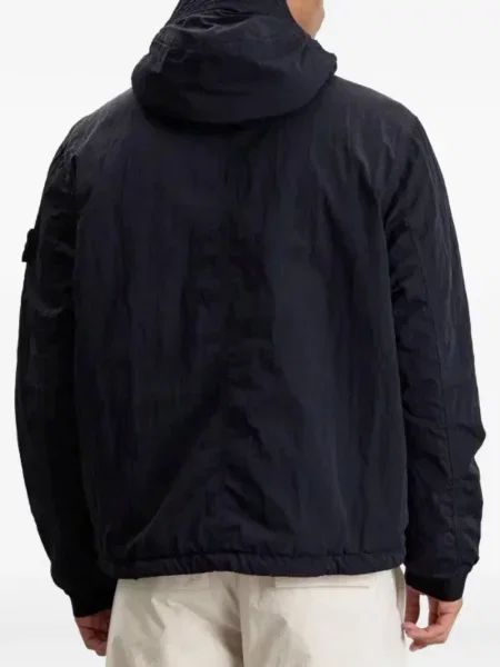 Geacă Stone Island cu glugă cu strasuri albastru