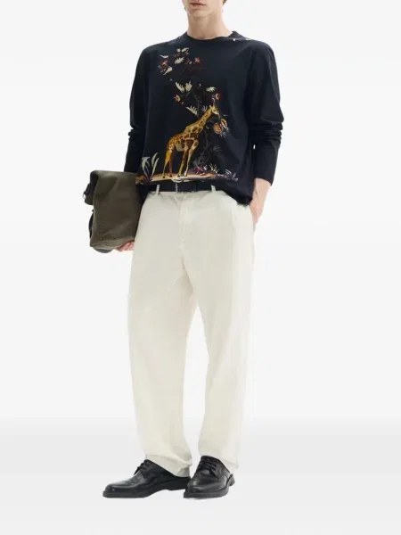 Lung tricou Etro cu imagine albastru