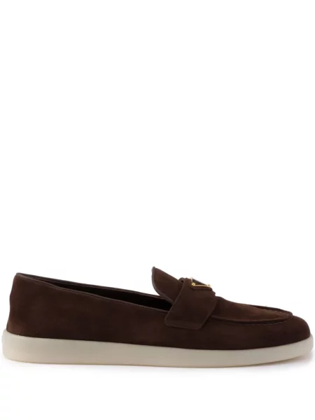 Pantofi loafer Prada din piele de căprioară maro