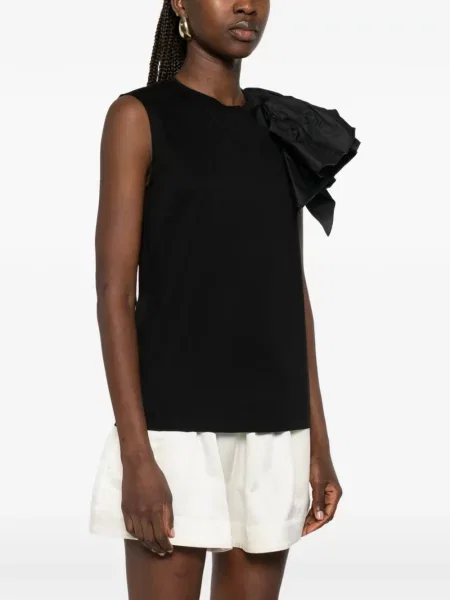 Top Max Mara fără mâneci cu volane negru