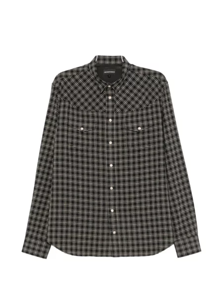 Cămașă Emporio Armani în carouri negru