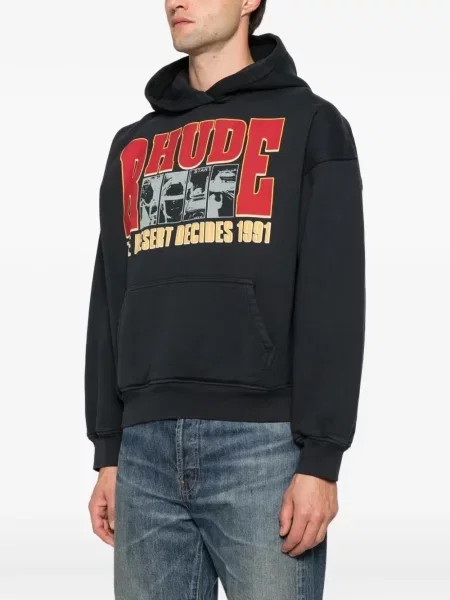 Bluza z kapturem Rhude z nadrukiem czarna