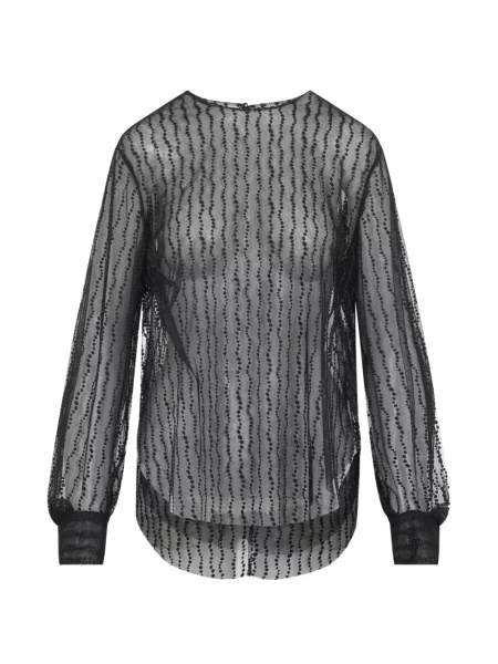 Top Alberta Ferretti cu broderie plasă negru