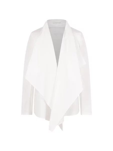 Geacă Yohji Yamamoto din poplin cu rever alb