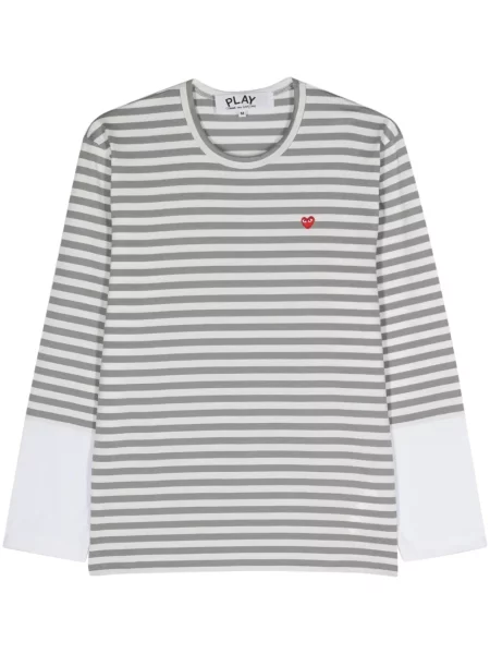 Mini tričko Comme Des Garçons Play se srdcovým vzorem šedé