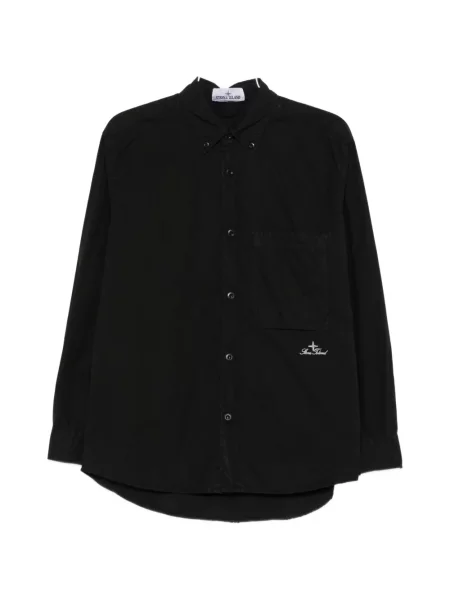Риза Stone Island бродирана черно