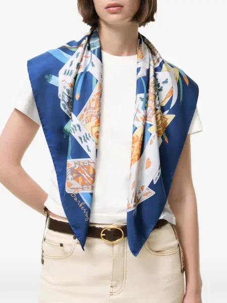Μεταξωτός κασκόλ Burberry μπλε