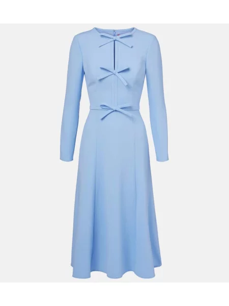 Sukienka midi Carolina Herrera z kokardką do kolan garniturowa niebieska