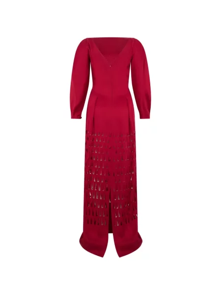 Lung rochie maxi Alberta Ferretti evazată roșu