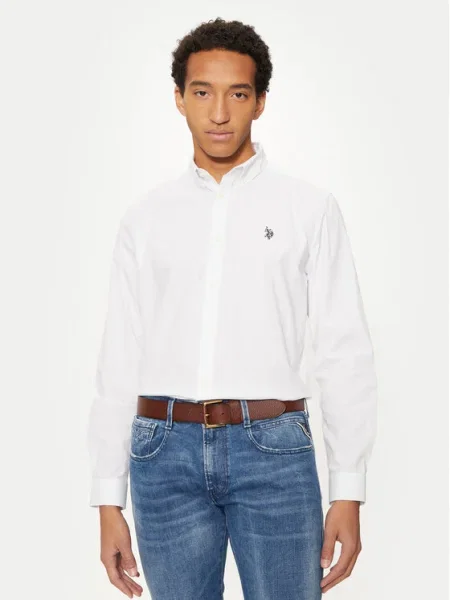 U.S. Polo Assn. Košeľa Tmavomodrá Slim Fit biela