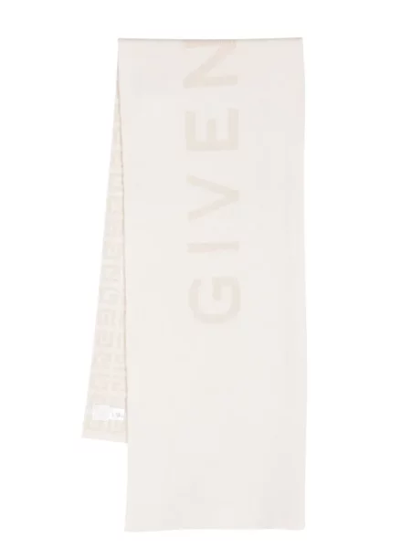 Pleteni šal Givenchy s autogramom bijela