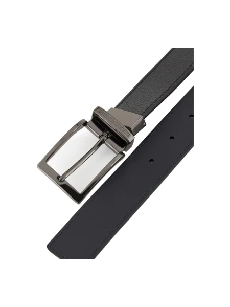 Pasek Emporio Armani skórzany z nadrukiem dwustronny niebieski