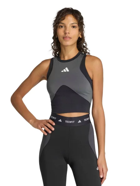 ADIDAS PERFORMANCE Športový top tmavosivá / čierna biela