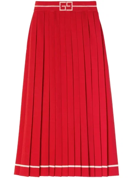 Fustă midi Gucci din jacard până la genunchi roșu
