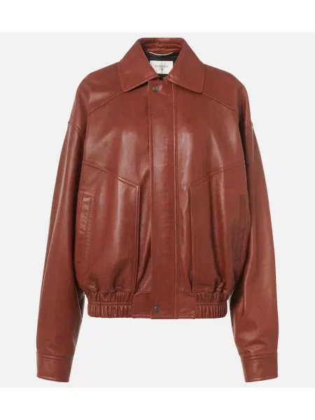 Kurtka skórzana Saint Laurent brązowa