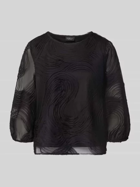 Bluzka z długim rękawem o kroju regular fit z fakturowanym wzorem S.oliver Black Label czarna