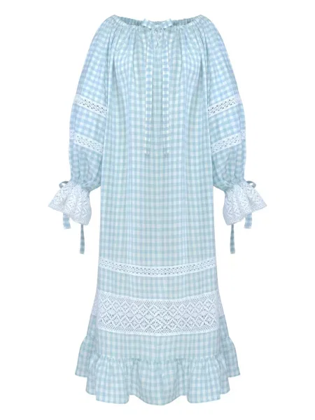 Rochie midi Sleeper în carouri albastru