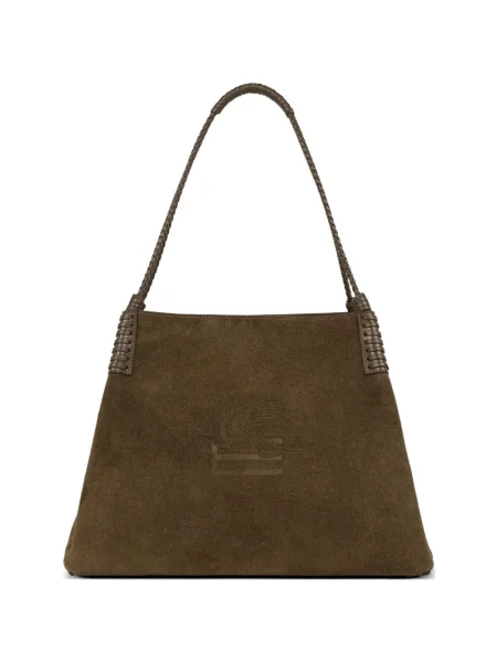 Geantă shopper Etro din piele de căprioară verde