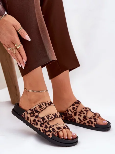 Copati Boto s potiskom z leopardjim vzorcem rjava