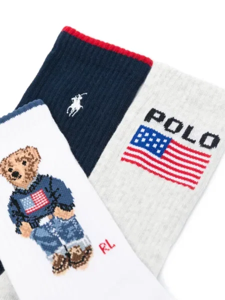 Велурени костюм чорапи Polo Ralph Lauren бродирани синьо