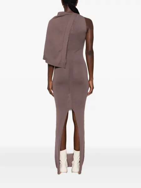 Rochie maxi Rick Owens drapată cu un umăr gol violet