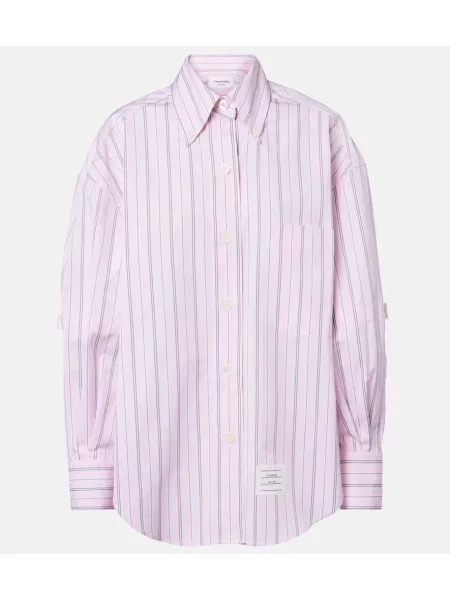 Cămașă Thom Browne cu dungi din poplin roz