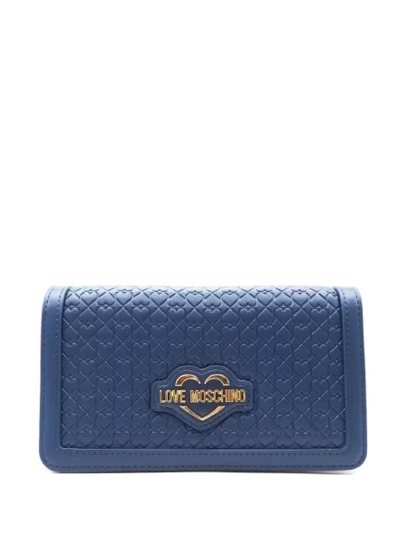 Geantă Love Moschino cu motiv cu inimi cu autograf albastru