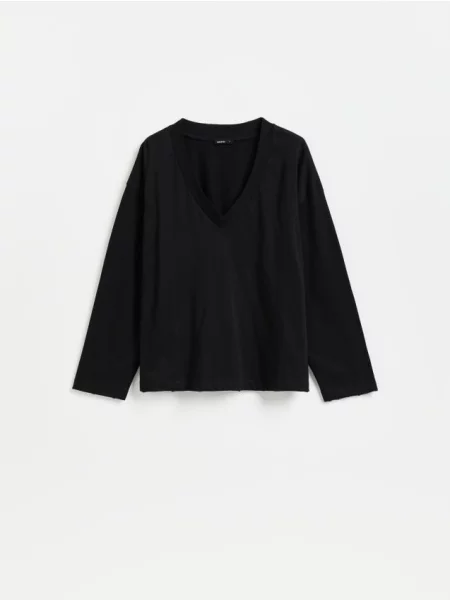 Reserved Bluză lungă oversize din negru